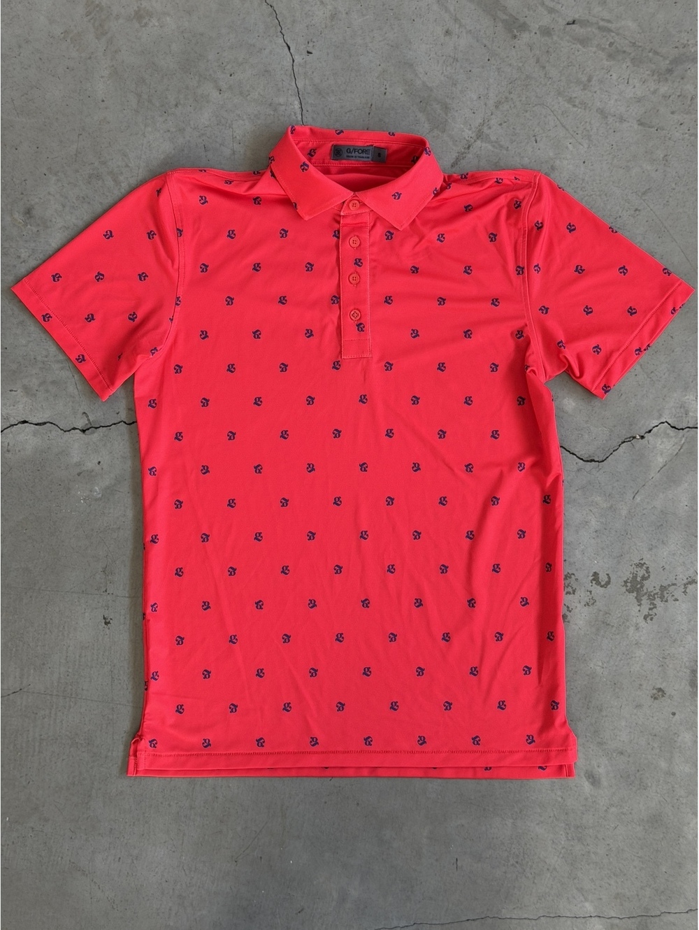 G/FORE / Men's Logo Print Golf Polo / Red Navy / Small